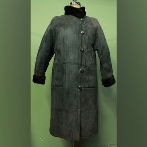 Pre-Owned Green Shearling Coat Black Shearling